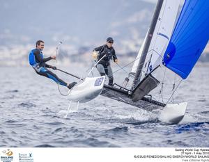 Echavarri and Pacheco - 2016 Sailing World Cup Hyeres photo copyright  Jesus Renedo / Sailing Energy http://www.sailingenergy.com/ taken at  and featuring the  class