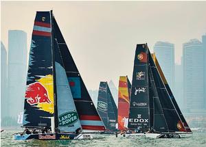The GC32 fleet sailed 6 races today in the Qingdao Stadium. photo copyright Aitor Alcalde Colomer taken at  and featuring the  class