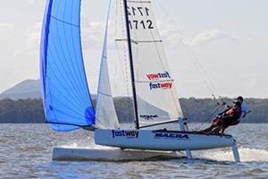 Chris Noyes and Joe Sabin competing at the 2016 Queensland F18 State Titles photo copyright Southport Yacht Club http://www.southportyachtclub.com.au taken at  and featuring the  class