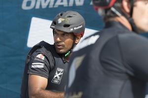 Extreme Sailing Series 2016. Act 1. Muscat Oman. Picture shows the Oman Air team skippered by Morgan Larson (USA) with team mates Pete Greenhalgh (GBR) Ed Smyth (NZL) , Nasser Al Mashari (OMA) and  James Wierzbowski

Credit -  Lloyd Images
 photo copyright Lloyd Images taken at  and featuring the  class