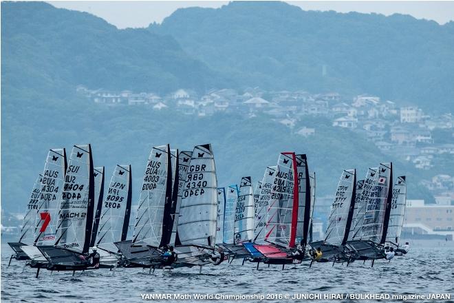 Fleet in action on second last day - 2016 YANMAR Moth World Championships © Junichi Hirai/ Bulkhead magazine http://www.bulkhead.jp/