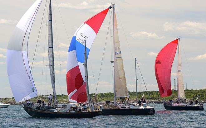 ‘Actaea’, Michael Cone’s Hinckley Bermuda 40 ketch (L), is back to defend her title as the 2014 winner of the St. David’s Lighthouse Trophy. Like many sailors, Cone has long had Bermuda Race fever. The 2014 race was his 12th on ‘Actaea’. © Talbot Wilson