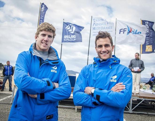 Peter Burling and Blair Tuke wearing the Zhik Kiama Jacket - World Sailing partner with Zhik © Sailing Energy/ISAF