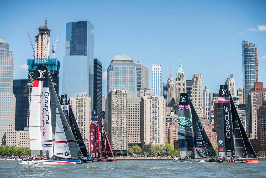Emirates Team New Zealand in action on the second day of racing at the Louis Vuitton America's Cup World Series New York — in New York, New York. © Emirates Team New Zealand http://www.etnzblog.com