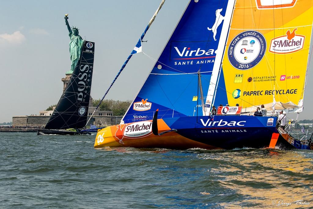 Fleet in action - IMOCA Charity Race in NYC photo copyright george bekris taken at  and featuring the  class