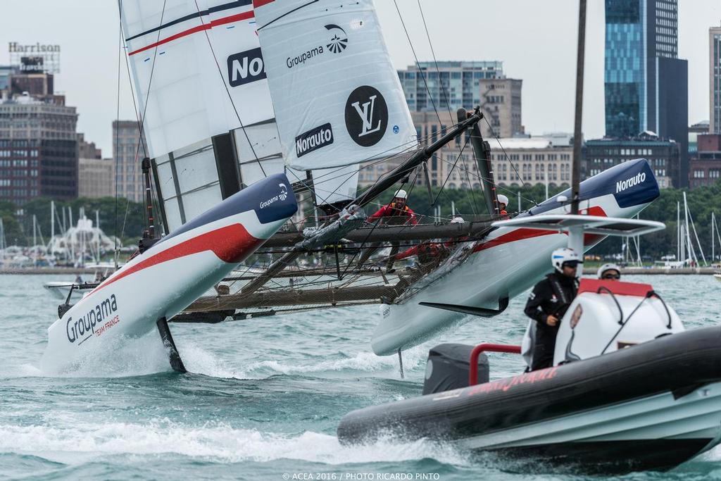 Groupama Team France flies high - Louis Vuitton America's Cup World Series Chicago - Racing Day 2 © ACEA / Ricardo Pinto http://photo.americascup.com/