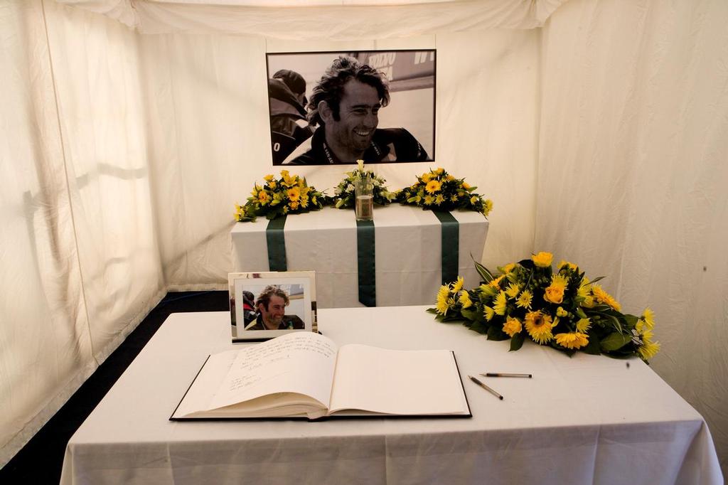 The book of condolence at the Race Village in Portsmouth following the tragic loss of Dutch ABN AMRO TWO crewman Hans Horrevoets on Leg 7. © Volvo Ocean Race http://www.volvooceanrace.com
