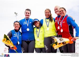 470 Women’s podium - 2016 Sailing World Cup Weymouth and Portland photo copyright Pedro Martinez / Sailing Energy / Sofia taken at  and featuring the  class