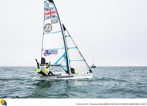 49erFX winners Charlotte Dobson-Sophie Ainsworth - 2016 Sailing World Cup Weymouth and Portland photo copyright Pedro Martinez / Sailing Energy / Sofia taken at  and featuring the  class
