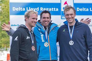 Delta Lloyd Regatta of 2015   when Pieter-Jan Postma (NED in centre) took gold ahead of Jake Lilley (AUS on right) and then Josh Junior (NZL on left) photo copyright Delta Lloyd Regatta http://hollandregatta.org taken at  and featuring the  class