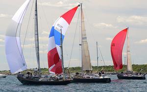 ‘Actaea’, Michael Cone’s Hinckley Bermuda 40 ketch (L), is back to defend her title as the 2014 winner of the St. David’s Lighthouse Trophy. Like many sailors, Cone has long had Bermuda Race fever. The 2014 race was his 12th on ‘Actaea’. photo copyright Talbot Wilson taken at  and featuring the  class