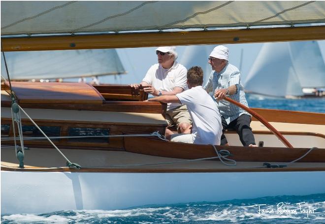 Day 2 - Patrizo Bertelli, Patron of Luna Rossa, helming Linette - 2016 Argentario Sailing Week ©  James Robinson Taylor