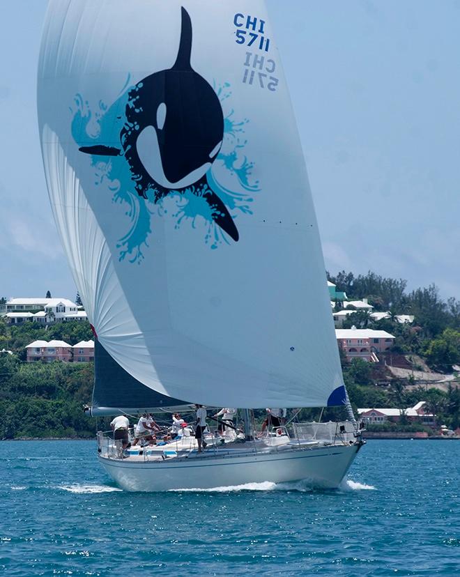 The Chilean Swan 57 EQUINOCCIO competing on Bermuda's Great Sound today © Barry Pickthall / PPL