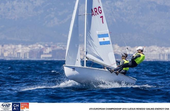 Lucas Calabrese in action at 470 European Championship ©  Jesus Renedo / Sailing Energy http://www.sailingenergy.com/