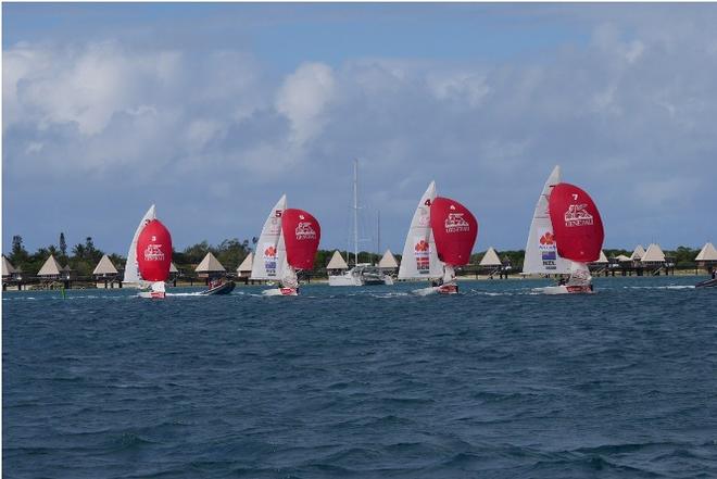 Fleet in action on day two - 2016 Youth Match Racing World Championship © Emmanuel Dervaux