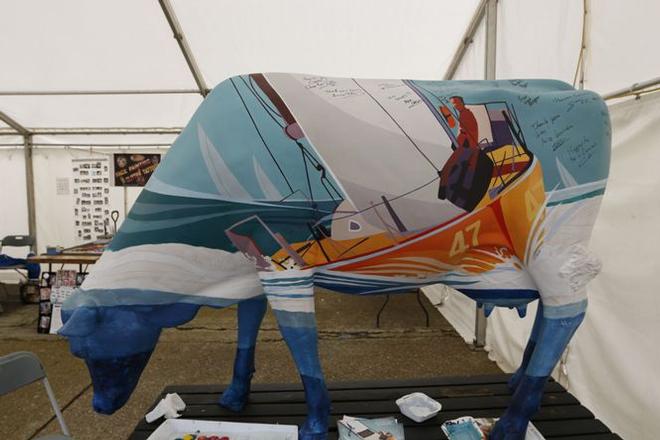 The Solitaire Bompard Le Figaro Cow, signed and ready for display at Tapnell Farm. - Solitaire Bompard Le Figaro © Artemis Offshore Academy