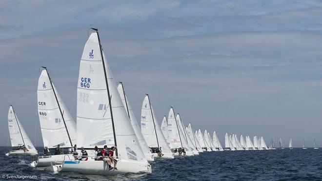 The J/70 fleet has been sent out onto the race course in two groups. © Sven Jürgensen