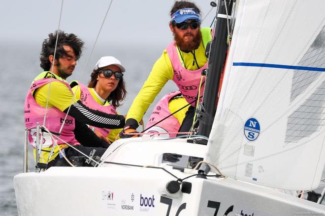 Like her father: Claudia Rossi chased the title successfully. Her Italian crew wins the J/70 European Championship at the Kiel Week. © segel-bilder.de