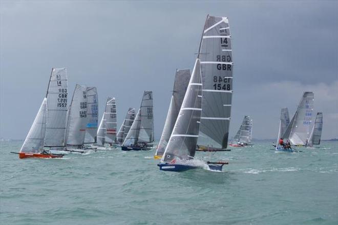 Fleet in action - 2016 International 14 Prince of Wales Cup Week © Mary Pudney