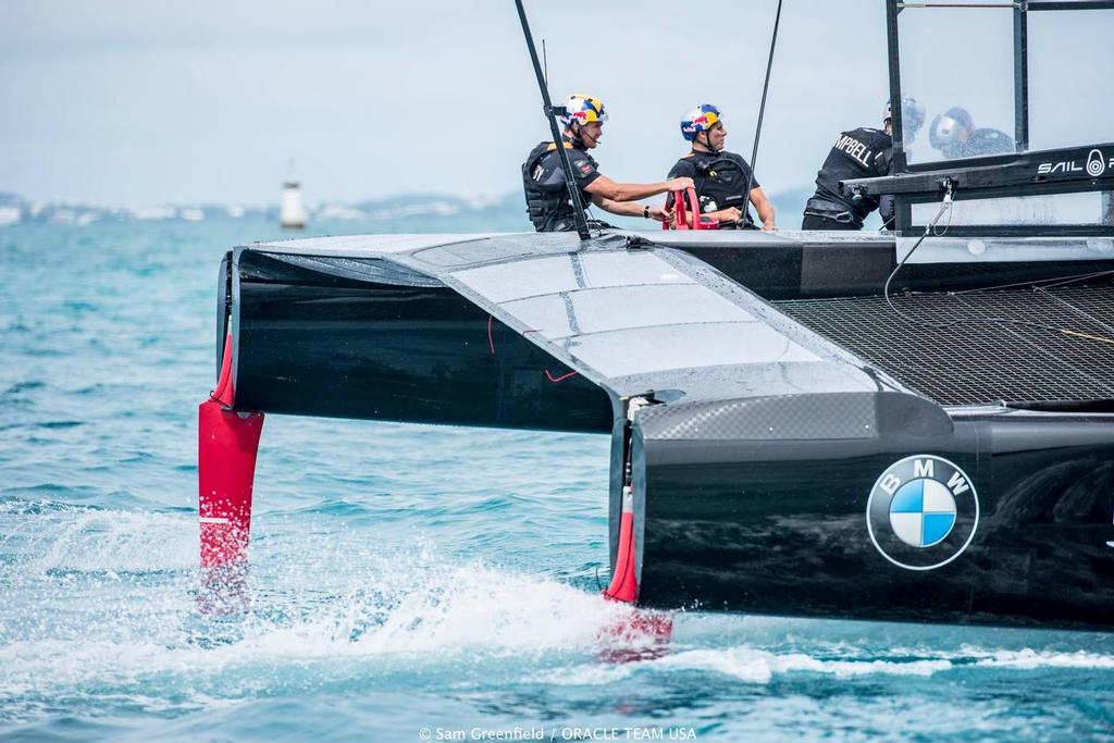 OTUSA - with rudders pulled into the transom - Oracle Team USA Surrogate boat © Oracle Team USA media