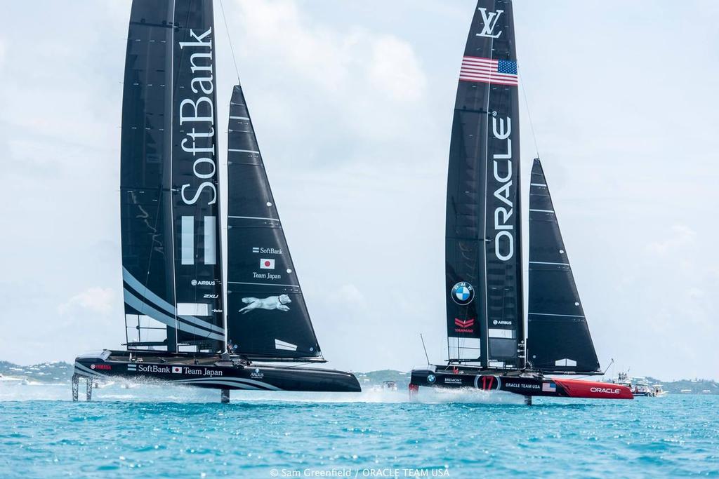 Softbank Team Japan and Oracle Team USA - Racing at Foil Fest - Bermuda June 2016 photo copyright Sam Greenfield/Oracle Team USA http://www.oracleteamusa.com taken at  and featuring the  class