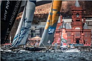 The fleet of GC32s will race in the Welsh capital, Cardiff, from 23-26 June, for the third Act of the 2016 season - 2016 Extreme Sailing Series photo copyright Lloyd Images taken at  and featuring the  class