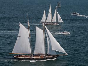 Class 0 rivals, the 2-masted schooner AMERICA, racing neck-and-neck with the 3-masted schooner SPIRIT OF BERMUDA photo copyright Daniel Forster/PPL taken at  and featuring the  class
