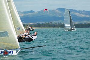 Fleet in action - Triple Crown Trophy photo copyright Scotty Sinton / Auckland Skiff League taken at  and featuring the  class