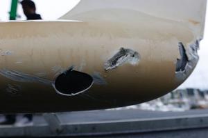 Artemis 43 sustains damage to her keel follow impact with a rock in the Chanel du Four. - 2016 Solitaire Bompard Le Figaro photo copyright Artemis Offshore Academy taken at  and featuring the  class