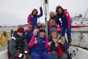 Thumbs up for cake! - 2016 J.P. Morgan Asset Management Round the Island Race photo copyright Girls for Sail taken at  and featuring the  class