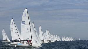 The J/70 fleet has been sent out onto the race course in two groups. photo copyright Sven Jürgensen taken at  and featuring the  class