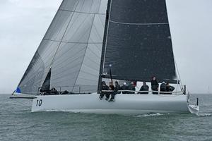 A wet second day for the RORC IRC National Championship fleet. Girls on Film, Peter Morton's Carkeek 40 Mk3 leads the FAST40+ class photo copyright  Rick Tomlinson http://www.rick-tomlinson.com taken at  and featuring the  class