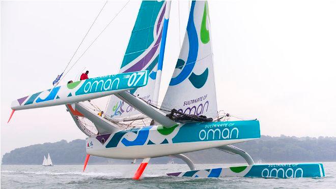 Musandam-Oman Sail in action as they look to the finish of the 2015 Artemis Challenge. © Lloyd Images