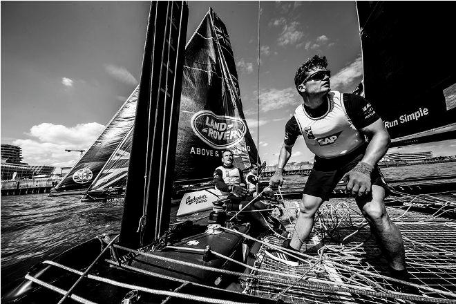 Act 4, Hamburg - Day 1 - SAP Extreme Sailing Team finished the day in fourth position tied on points with CHINA One. - Extreme Sailing Series - 28 July, 2016 © Lloyd Images