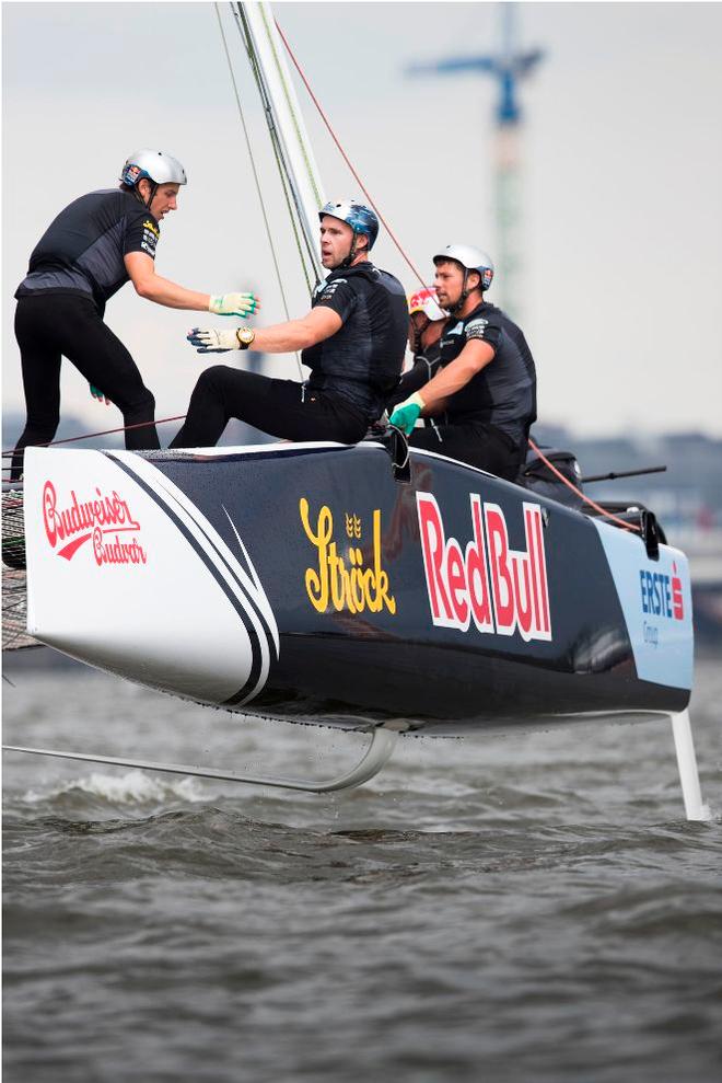 Roman Hagara's Red Bull Sailing Team overhauled SAP Extreme Sailing Team to the podium in the only race on the final day in Hamburg, Germany - Extreme Sailing Series™ - 31st July 2016 © Lloyd Images