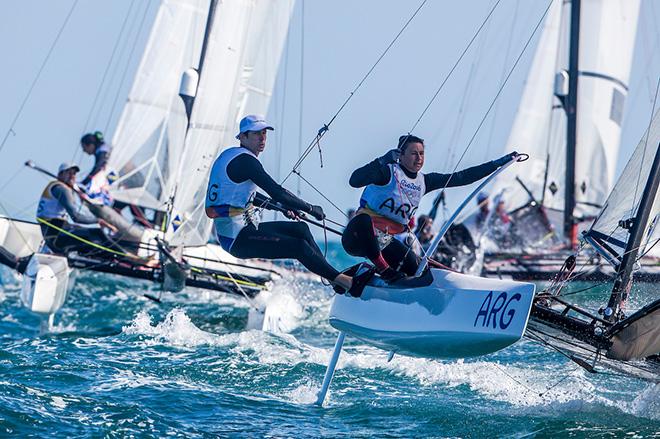 The clear signal from 2016 Gold Medalist, Santiago Lange was that he did not think the Nacra should be turned into a foiling catamaran. But the Mixed Multihull looks set to stay. © Sailing Energy/World Sailing