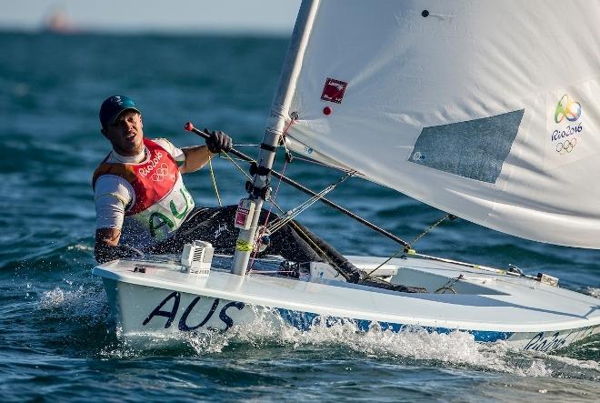Tom Burton (AUS) in the Laser Men on Day 6 at the Rio 2016 Olympic Sailing Competition © Sailing Energy / World Sailing