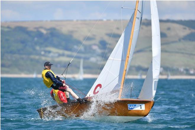 Mike Arnold and Geoff Hunt in their 60 year old classic 505. - SAP 505 World Championships - 31st July 2016 © Chris Thorne