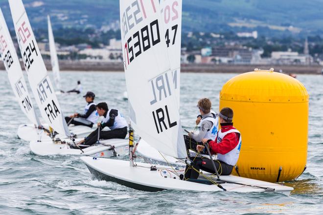 Aaron Rogers from Skerries Sailing Club competing in the opening race of the KBC Laser Radial World Championships being hosted by the Royal St. George Yacht Club and Dun Laoghaire Harbour. © David Branigan - Oceansport.ie
