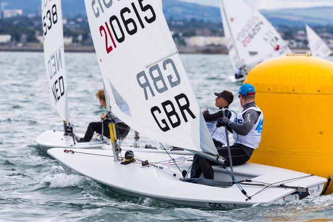 Britain's Jamie Calder competing in the opening race in the KBC Laser Radial World Championships being hosted by the Royal St. George Yacht Club and Dun Laoghaire Harbour. © David Branigan - Oceansport.ie