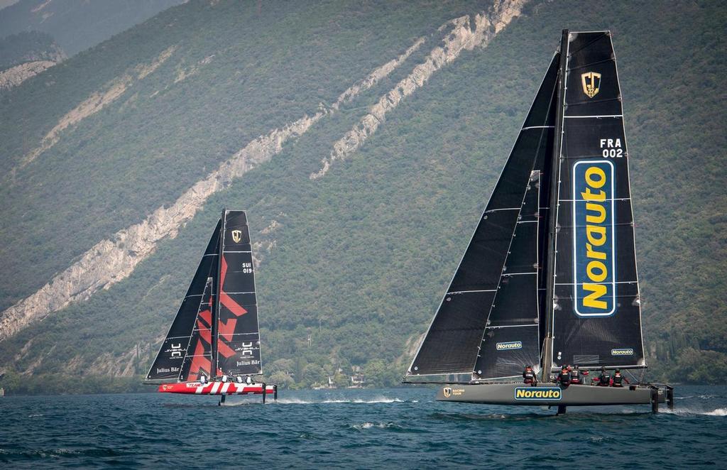 Team Tilt and Norauto (Franck Cammas) – GC32 Malcesine Cup photo copyright Team Tilt taken at  and featuring the  class