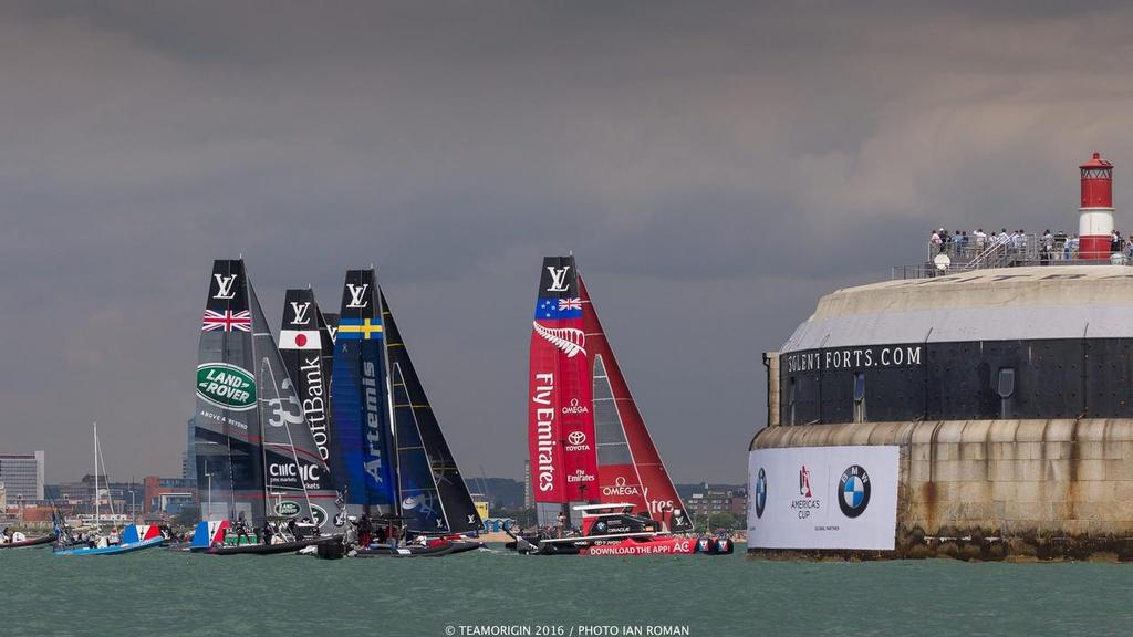 The Solent forts, dating back to 1867, made a great vantage point - Louis Vuitton America's Cup World Series Portsmouth, July 22-24, 2016 photo copyright  Ian Roman taken at  and featuring the  class