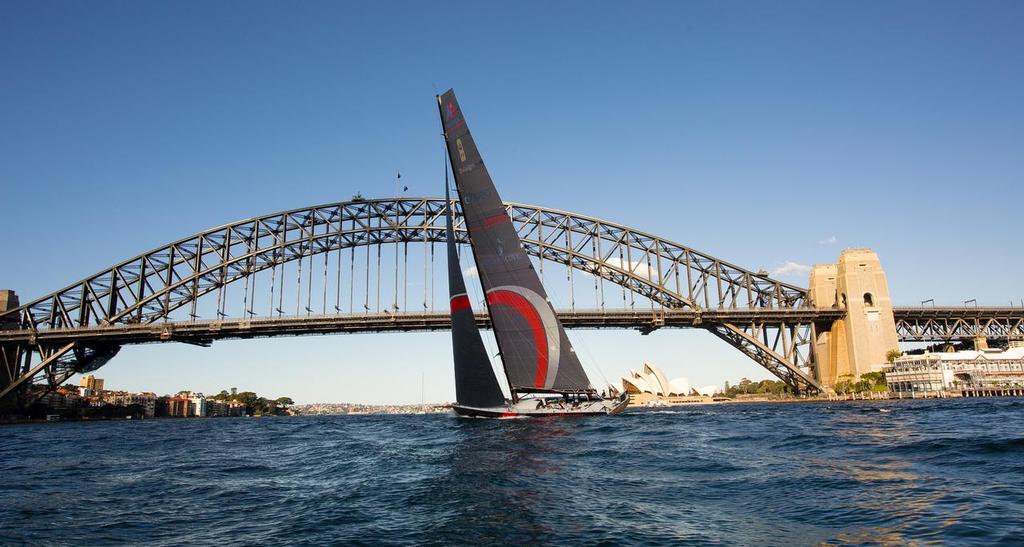 Supermaxi Scallywag has her first sail on Sydney Harbour - July 28, 2016 © Michael Chittenden 