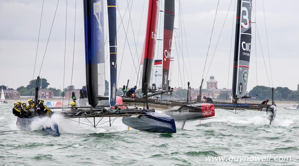 Artemis leads into the reaching mark. Louis Vuitton America's Cup World Series Portsmouth 2016. photo copyright Guy Nowell http://www.guynowell.com taken at  and featuring the  class