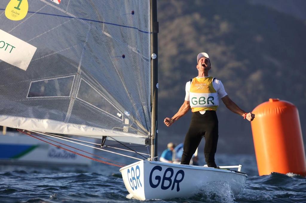 Finn Gold for Giles Scott at the Rio 2016 Olympic Sailing Competition photo copyright Richard Langdon/British Sailing Team taken at  and featuring the  class
