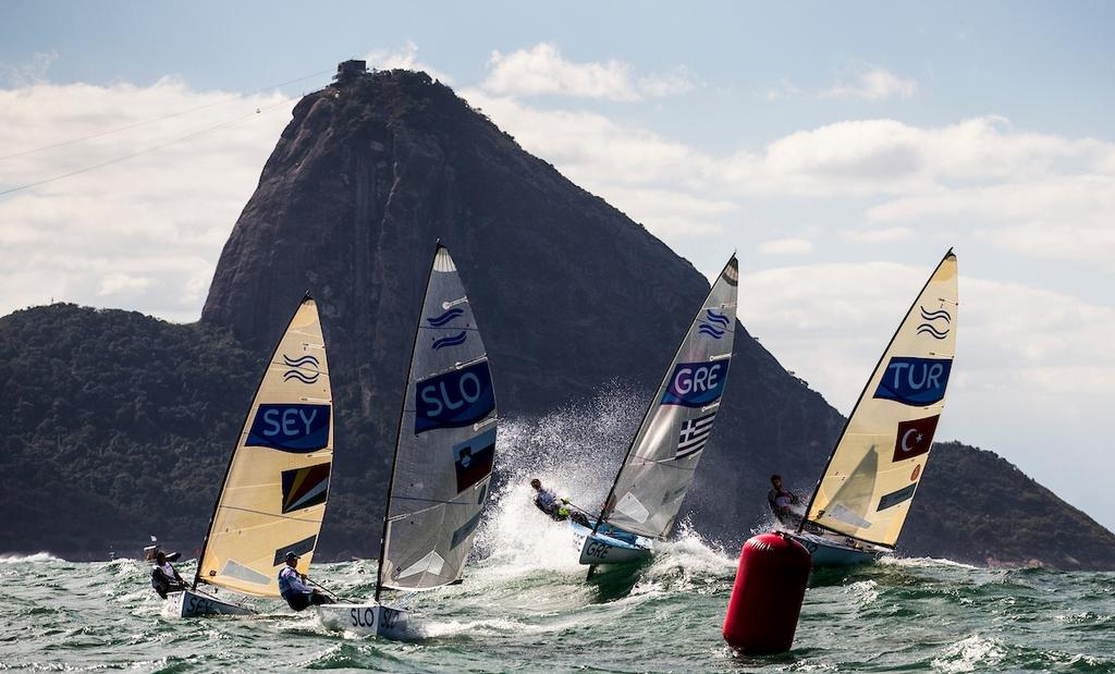 Finn class on day 4 of the Rio 2016 Olympic Sailing Competition © Sailing Energy/World Sailing
