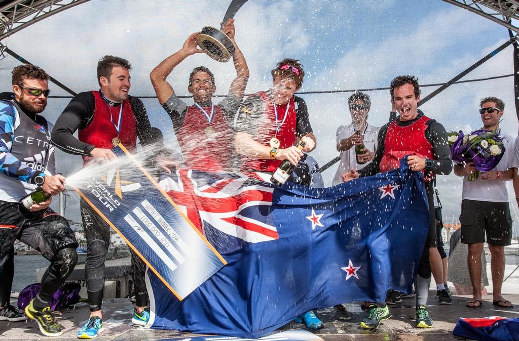 Waka Racing celebrate with a cheque and trophy - World Match Racing Tour, Marstrand, Sweden. July 9, 2016 © Dan Ljungsvik 