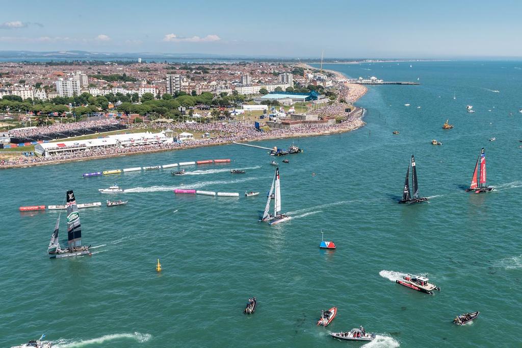 Racing on Day 1 of the Louis Vuitton America&rsquo;s Cup World Series Portsmouth, July 23,2016 photo copyright Ricardo Pinto http://www.americascup.com taken at  and featuring the  class