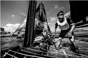 Act 4, Hamburg - Day 1 - SAP Extreme Sailing Team finished the day in fourth position tied on points with CHINA One. - Extreme Sailing Series - 28 July, 2016 photo copyright Lloyd Images taken at  and featuring the  class