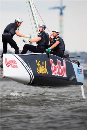 Roman Hagara's Red Bull Sailing Team overhauled SAP Extreme Sailing Team to the podium in the only race on the final day in Hamburg, Germany - Extreme Sailing Series™ - 31st July 2016 photo copyright Lloyd Images taken at  and featuring the  class